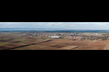 Aerial photograpy of Panorama from the local area and environment in Lustadt in the state Rhineland-Palatinate