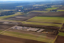 Construction site for test drilling for geothermal energy in Rülzheim in the state Rhineland-Palatinate, Germany