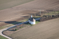 Aerial view of Poor Souls Chapel on Knittelsheimerstr in Herxheimweyher in the state Rhineland-Palatinate, Germany