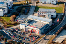 Building of the shopping center MediaMarkt Landau in the district Queichheim in Landau in der Pfalz in the state Rhineland-Palatinate, Germany