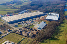 Oblique view of Horst industrial estate, 3rd construction phase for STS Group in the district Minderslachen in Kandel in the state Rhineland-Palatinate, Germany