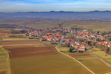Aerial view of Village view from the east in Dierbach in the state Rhineland-Palatinate, Germany