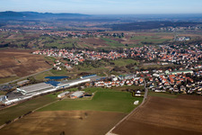 Town View of the streets and houses of the residential areas in Soultz-sous-Forets in Grand Est, France out of the air