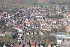 Bird's eye view of Soultz-sous-Forêts in the state Bas-Rhin, France