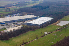 Horst industrial estate, 3rd construction phase for STS Group in the district Minderslachen in Kandel in the state Rhineland-Palatinate, Germany from the plane