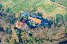 Barthelsmühle in the district Minderslachen in Kandel in the state Rhineland-Palatinate, Germany viewn from the air