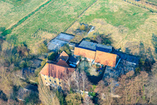 Drone recording of Barthelsmühle in the district Minderslachen in Kandel in the state Rhineland-Palatinate, Germany