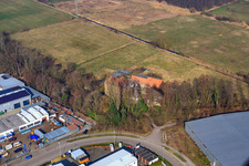 Barthelsmühle in the district Minderslachen in Kandel in the state Rhineland-Palatinate, Germany seen from a drone