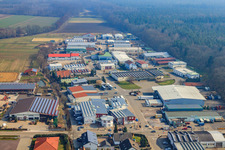 Aerial photograpy of Am Gäxwald industrial estate from the west in Herxheim bei Landau in the state Rhineland-Palatinate, Germany