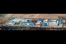 Panoramic perspective Industrial estate and company settlement West in Herxheim bei Landau (Pfalz) in the state Rhineland-Palatinate, Germany