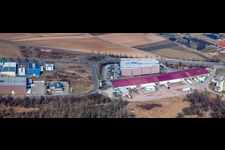 Aerial view of Logistics Center Nuss GmbH in the W business park in Herxheim bei Landau in the state Rhineland-Palatinate, Germany