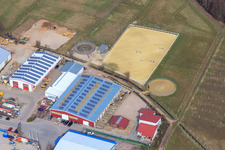 Am Gäxwald industrial park with transparent packaging Weber GmbH, REGAB GmbH civil engineering and Feinwerk precision and measuring technology GmbH & Co. KG in Herxheim bei Landau in the state Rhineland-Palatinate, Germany out of the air