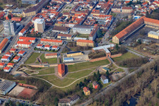 Aerial photograpy of Fronte Lamotte City Park, Germersheim in Germersheim in the state Rhineland-Palatinate, Germany