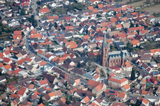 Bird's eye view of District Rheinsheim in Philippsburg in the state Baden-Wuerttemberg, Germany