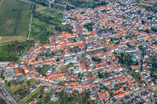 Market Square, Thüngenstraße and Sötenstr in Philippsburg in the state Baden-Wuerttemberg, Germany