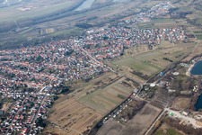 Drone recording of District Oberhausen in Oberhausen-Rheinhausen in the state Baden-Wuerttemberg, Germany