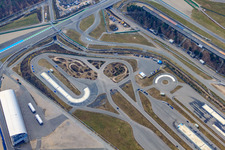 Aerial view of Hockenheimring Baden-Württemberg Motodrom in Hockenheim in the state Baden-Wuerttemberg, Germany