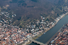 Aerial view of Philosopher's Walk in the district Neuenheim in Heidelberg in the state Baden-Wuerttemberg, Germany
