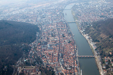 Aerial view of Old Town in the district Kernaltstadt in Heidelberg in the state Baden-Wuerttemberg, Germany