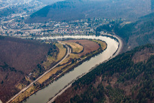 Neckar bend in Neckargemünd in the state Baden-Wuerttemberg, Germany