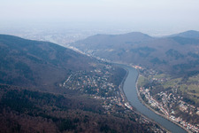 District Ziegelhausen in Heidelberg in the state Baden-Wuerttemberg, Germany seen from above