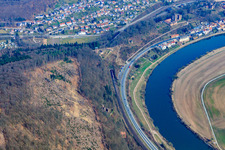 Schwalbennest Castle Ruins on the steep slope of the Neckar River in Neckarsteinach in the state Hesse, Germany