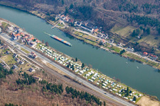 Oblique view of Campsite Hessisches Neckartal in the district Neckarhausen in Neckarsteinach in the state Hesse, Germany