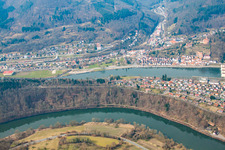 In the Neckar loop in the district Ersheim in Hirschhorn in the state Hesse, Germany from above