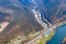 Gammersbache Street with Scherer Rp GmbH, Catalent Germany Eberbach GmbH and Gelita AG, plant in Eberbach in the state Baden-Wuerttemberg, Germany