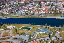 Swimming center in the Au in the district Neckarwimmersbach in Eberbach in the state Baden-Wuerttemberg, Germany