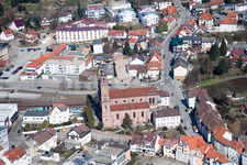 Church building of es Nepomuk Old Town- center of downtown in Eberbach in the state Baden-Wurttemberg
