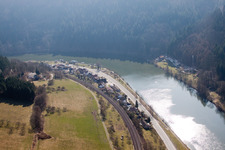 Aerial view of District Lindach in Eberbach in the state Baden-Wuerttemberg, Germany
