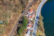 Restaurant on the banks of the Neckar in Zwingenberg in the state Baden-Wuerttemberg, Germany