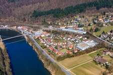 Aerial view of Bahnhofstrasse in Zwingenberg in the state Baden-Wuerttemberg, Germany