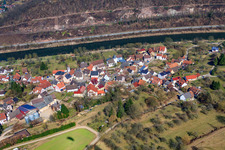 Village on the Neckar from the south in the district Guttenbach in Neckargerach in the state Baden-Wuerttemberg, Germany