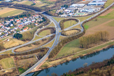Aerial view of Federal highway junction B27 and B292 in the district Neckarelz in Mosbach in the state Baden-Wuerttemberg, Germany