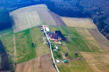 Aerial view of Wüsthäuser Manor in Hüffenhardt in the state Baden-Wuerttemberg, Germany