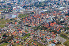 City view in Kraichgau from the north in Eppingen in the state Baden-Wuerttemberg, Germany