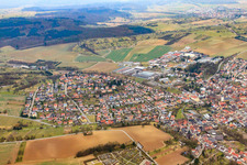 Aerial view of City view in the Kraichgau from the northeast in Sulzfeld in the state Baden-Wuerttemberg, Germany