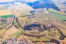Aerial view of Ravensburg Castle (Sulzfeld) in Sulzfeld in the state Baden-Wuerttemberg, Germany