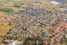 City view in Kraichgau from the east in Sulzfeld in the state Baden-Wuerttemberg, Germany