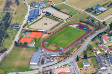 Sports fields of SV Oberderdingen and Tennisclub Oberderdingen 1960 eV in Oberderdingen in the state Baden-Wuerttemberg, Germany