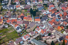 Aerial view of District Gölshausen in Bretten in the state Baden-Wuerttemberg, Germany