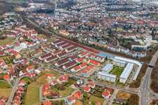 Aerial view of Helga-Barth-Straße in the district Gölshausen in Bretten in the state Baden-Wuerttemberg, Germany