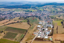 Grombacher Straße commercial area in the district Jöhlingen in Walzbachtal in the state Baden-Wuerttemberg, Germany