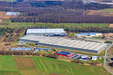 Aerial view of Horst industrial park, ZUFALL Logistics group and STS-Group in the district Minderslachen in Kandel in the state Rhineland-Palatinate, Germany