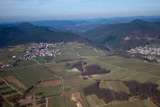 District Gleiszellen in Gleiszellen-Gleishorbach in the state Rhineland-Palatinate, Germany from the drone perspective