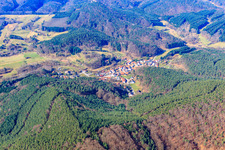 Dimbachtal valley in front of Dorf in the Palatinate Forest from the northeast in Darstein in the state Rhineland-Palatinate, Germany
