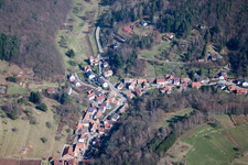 Aerial photograpy of Village view in Dimbach in the state Rhineland-Palatinate, Germany