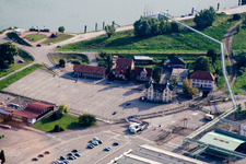 Aerial view of Chemical plants on the Rhine in Lauterbourg in the state Bas-Rhin, France